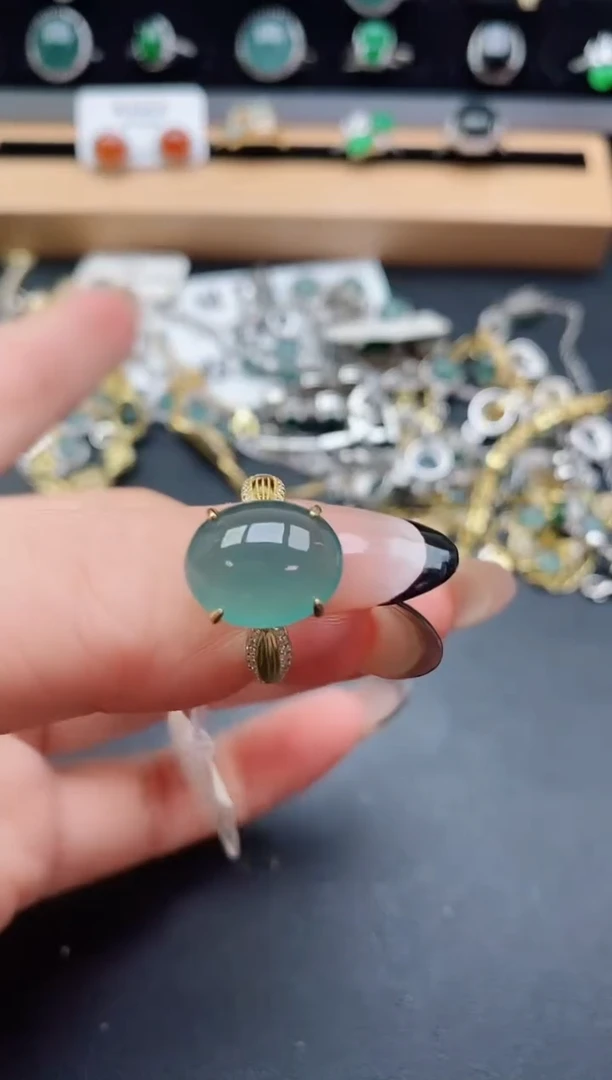 银S925镶嵌戒指翡翠508