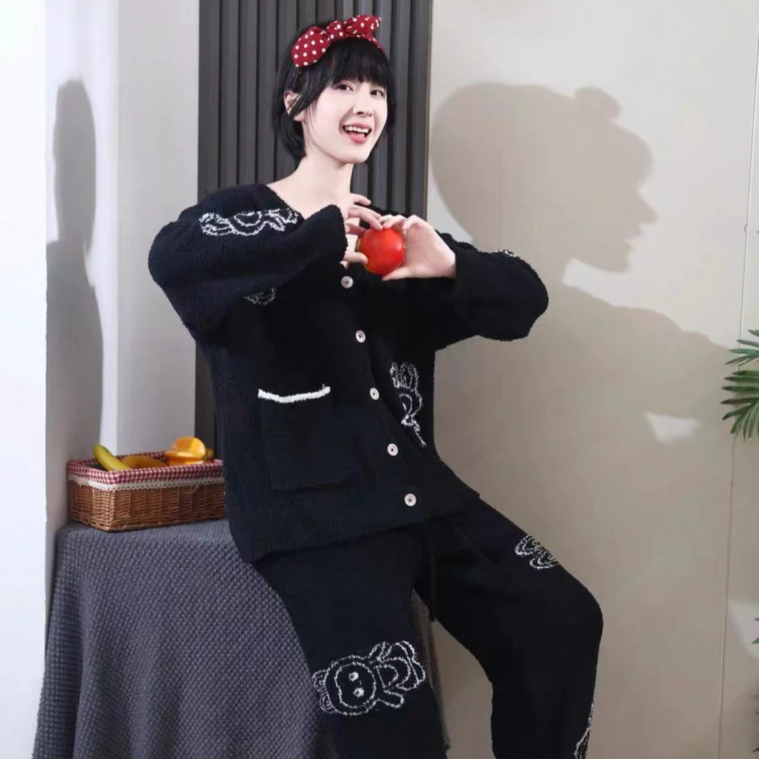 SIEOYJIEA/私迹大榕家viki【撞色拉布布】女款气质长袖家居服套装