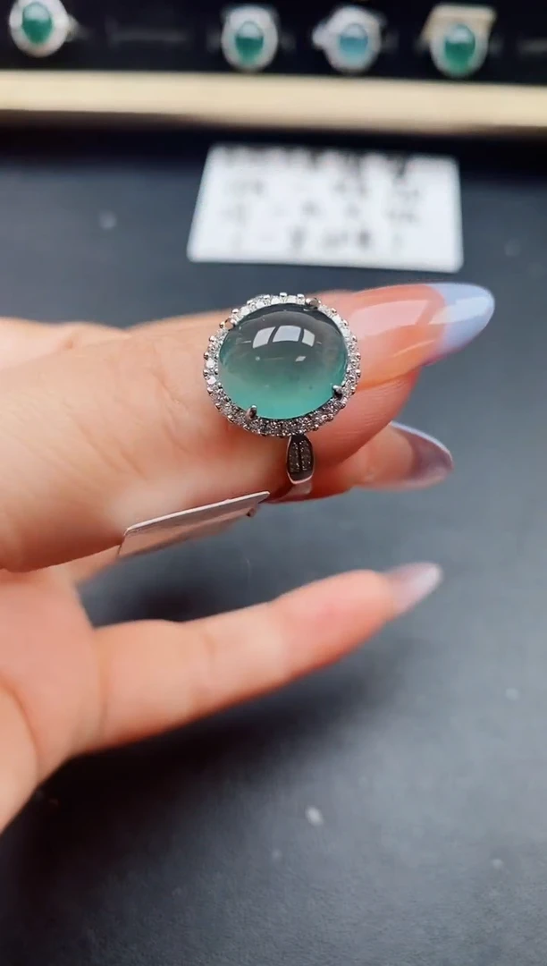 翡翠戒指银S925镶嵌212321