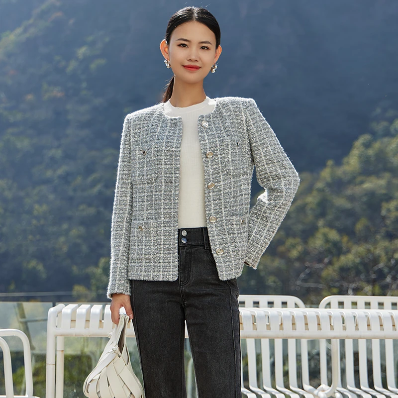 籽言专属女洋气静奢风长袖短外套短款小香风外套SW108411