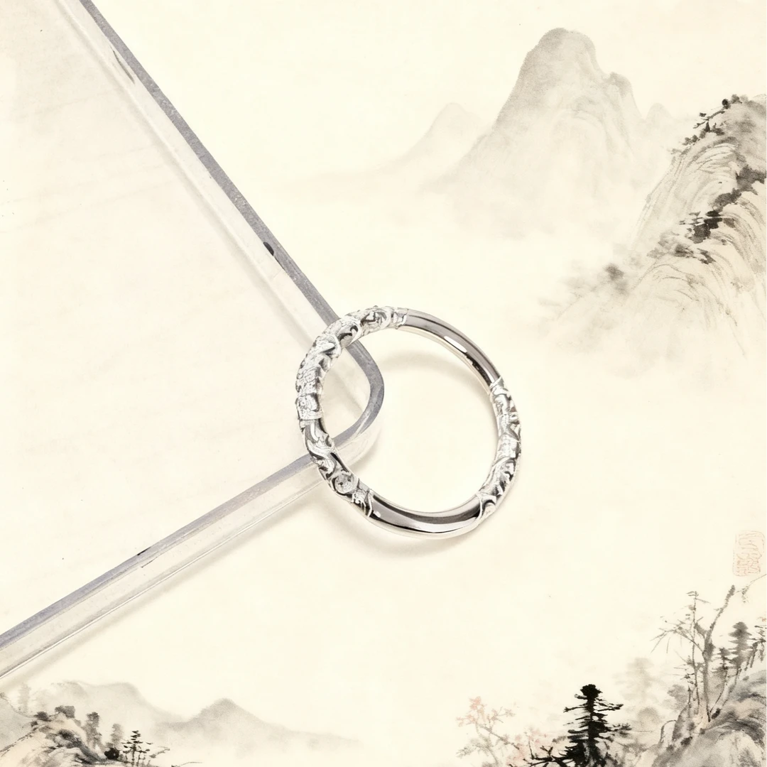 足银戒指 【卷草纹戒指】足银999百搭时尚奢华指环