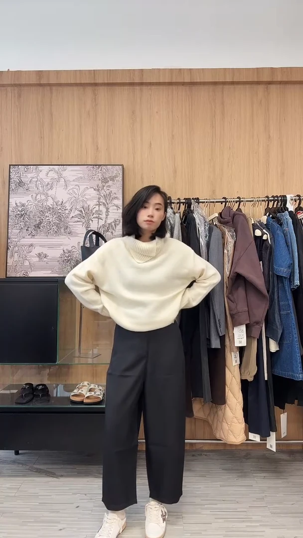 黑色九分经典萝卜裤L码