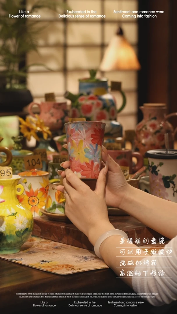 陶瓷景德镇高温手绘釉下彩设计师款式