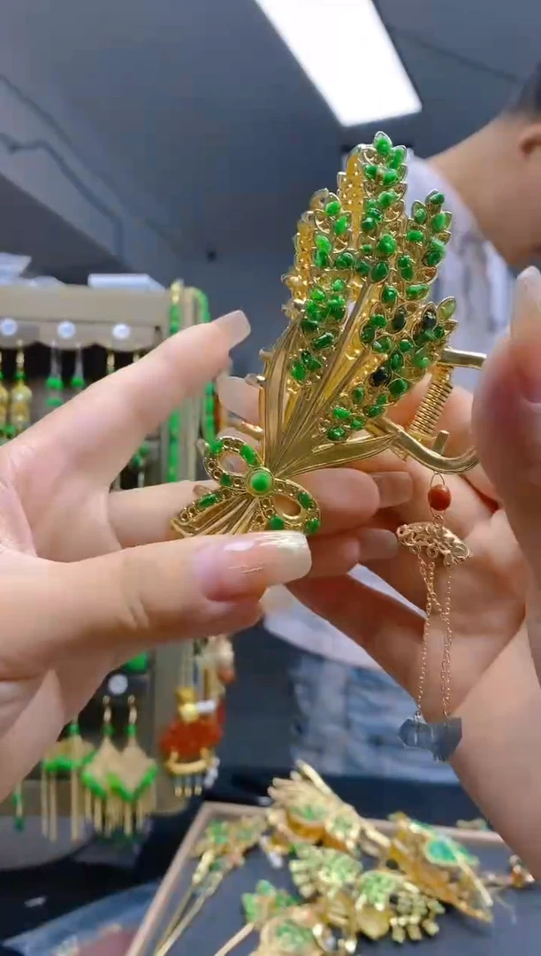 翡翠合金耳饰356翡翠发簪
