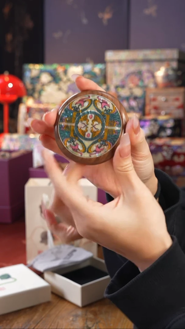 【闪购商品】瓷片螺钿工艺香椿木首饰盒