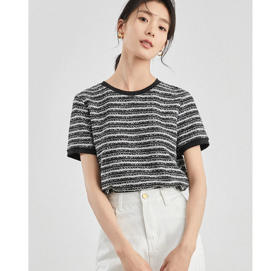 【曼贝宠粉节】8422238短袖T恤女夏季新款时尚百搭夏装法式气质