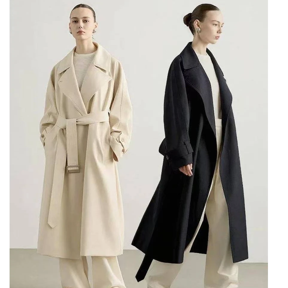 2025秋季新款长款常规翻领法式立领风衣潮流韩系高级显瘦百搭