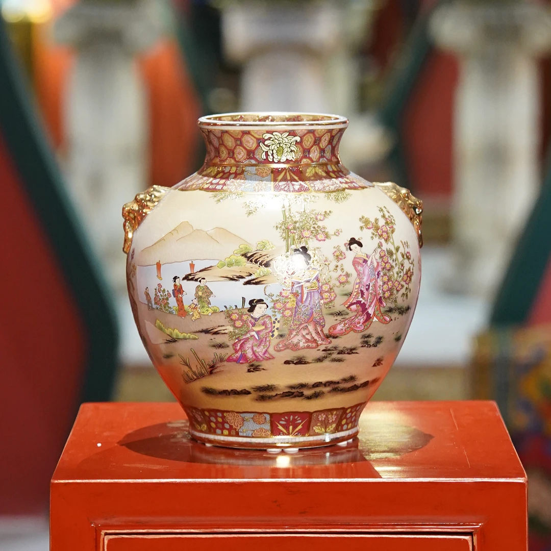 【本尼家】RC76瓷器陶瓷艺术装饰五彩描金花瓶插花装饰桌面摆件