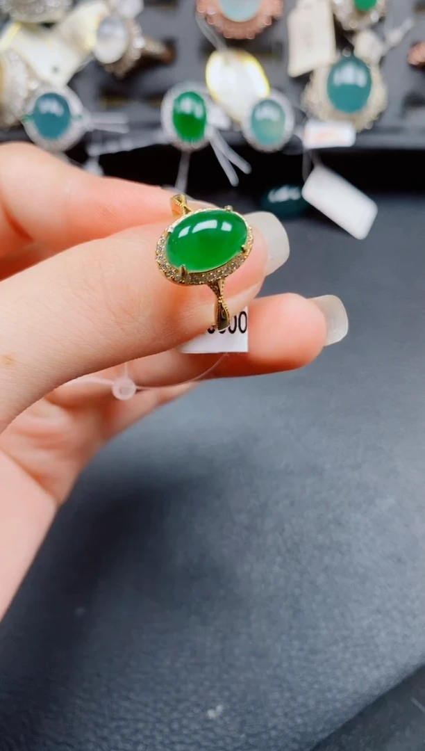 银S925镶嵌戒指翡翠翡翠