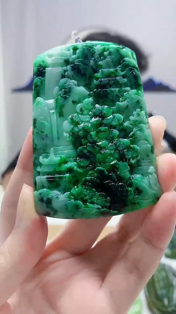 未镶嵌定制翡翠4688zm-毛货挂件山水10
