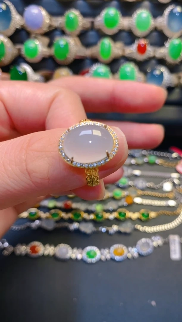 银S925镶嵌翡翠耳饰天然