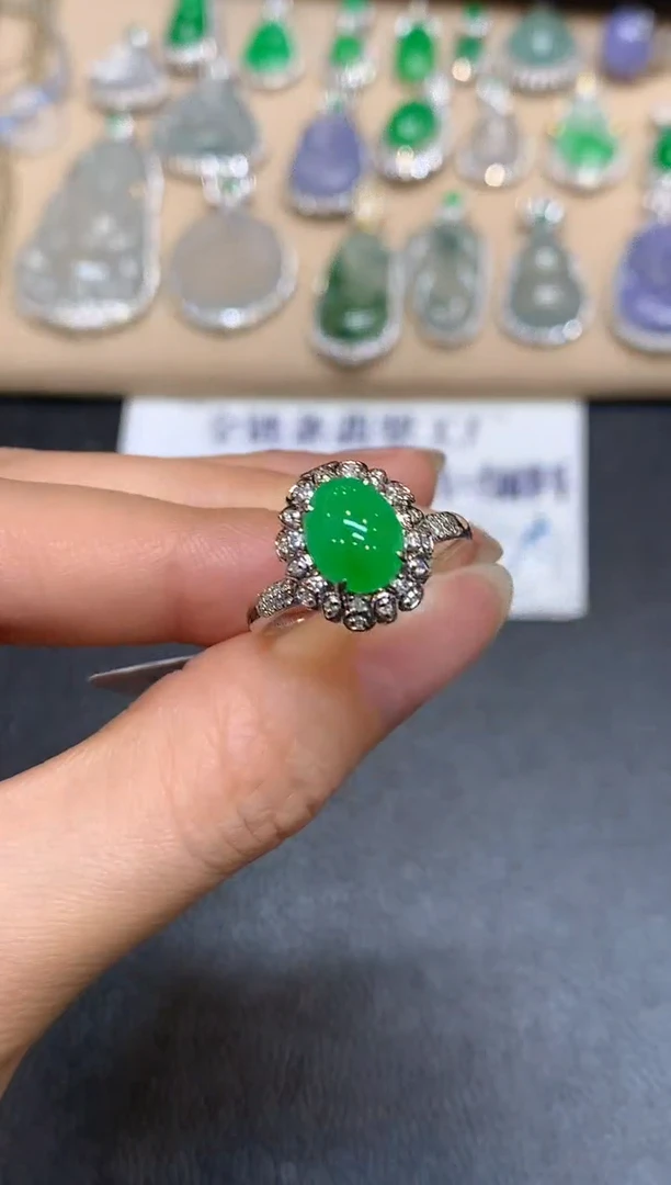 18K金镶嵌戒指翡翠【24小时鉴赏期】两用款