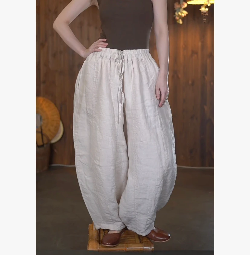 唐不染-冬安62465秋冬亚麻棉裤休闲裤加棉保暖清冷系禅意衣服女