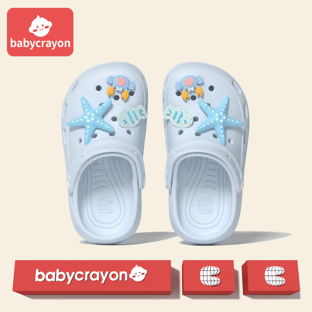 babycrayon儿童凉拖鞋男童夏季包头洞洞鞋防滑外穿沙滩中大童拖鞋