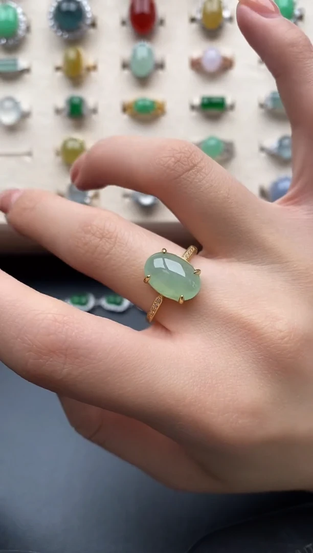 银S925镶嵌戒指翡翠一物一证一礼盒