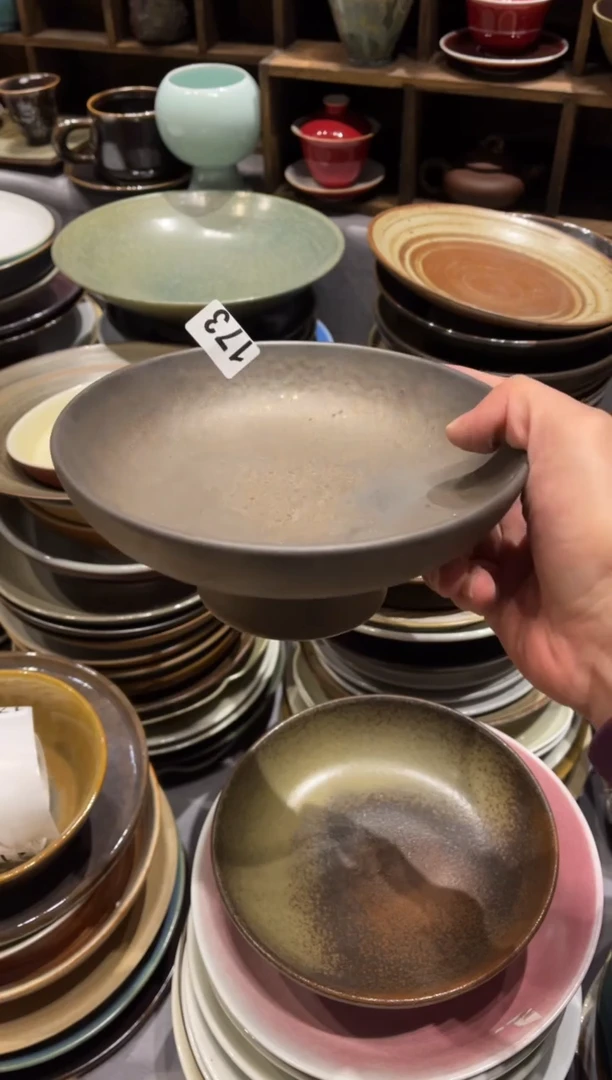 【闪购商品】瓷片173金属哑光高足盘1个