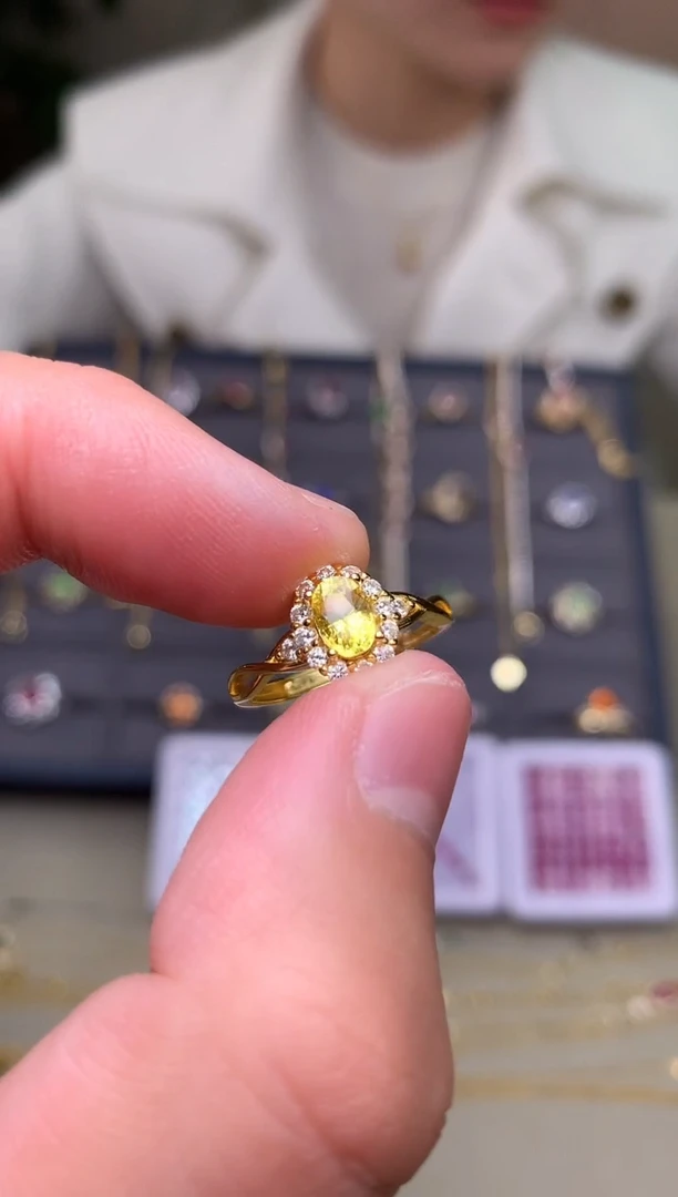 戒指蓝宝石银S925镶嵌戒指