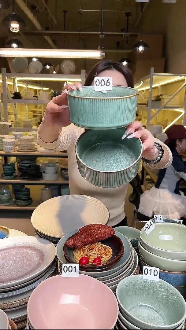 瓷42外贸尾货高温釉下彩陶瓷餐具默认微瑕