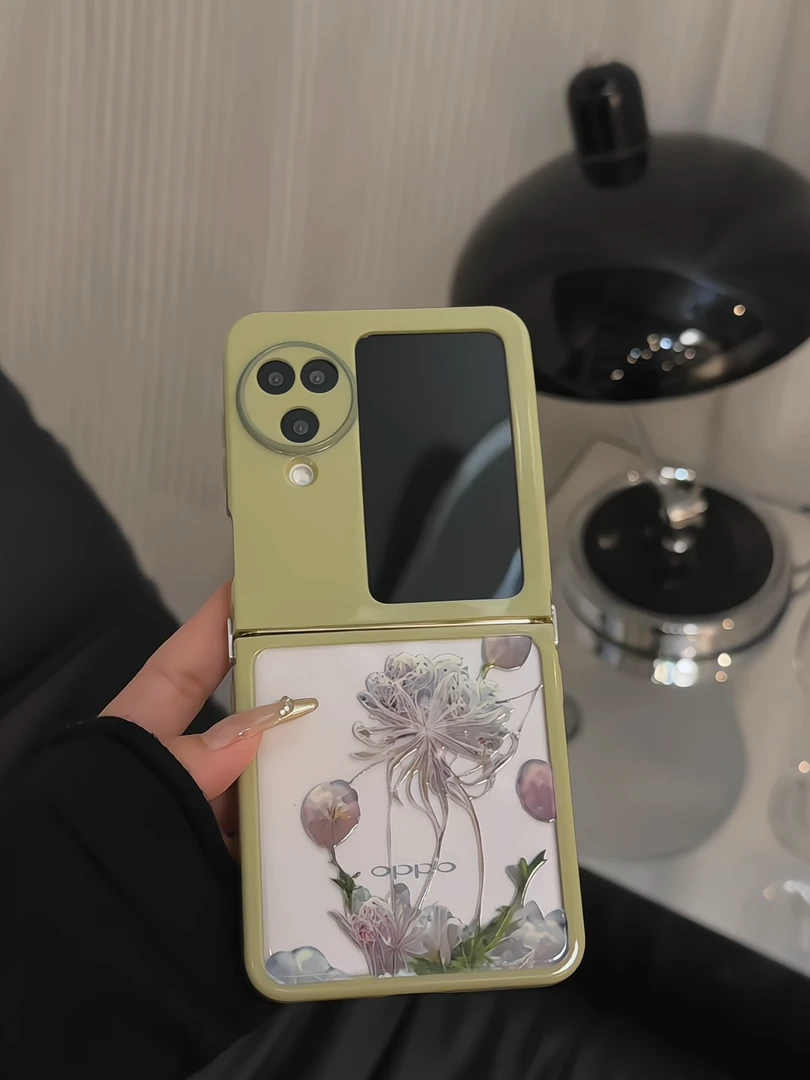（OPPOFIND系列）彼岸花折叠奶油适用OPPOfindn2/3flip手机壳防摔女