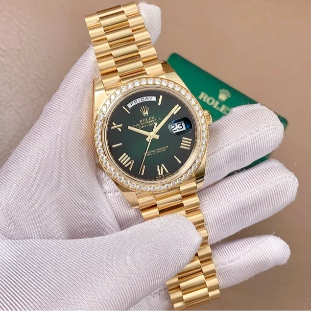 95新 Rolex/劳力士 礼尚往来卡25年228348圈钻烟熏绿528M8