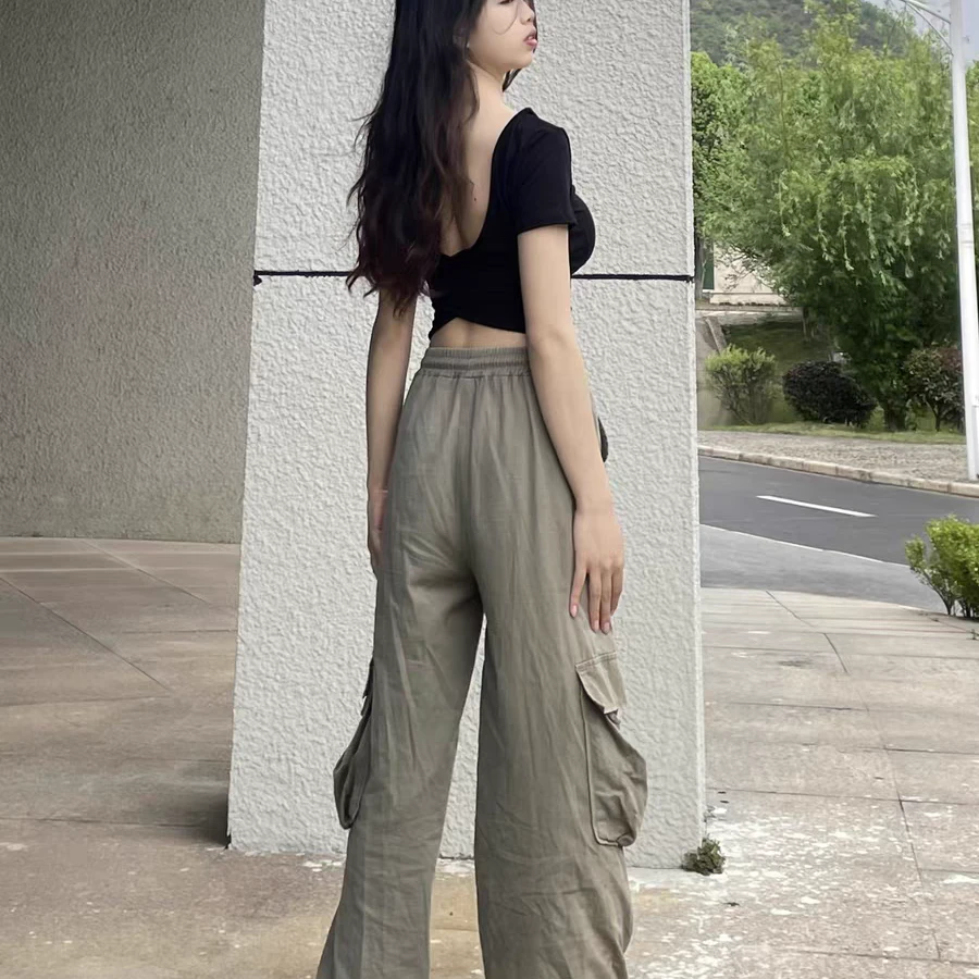 2025纯欲露背短袖T恤女夏季款打底衫辣妹紧身短款黑色内搭上衣女