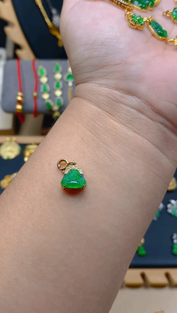 吊坠(不含链)银S925镶嵌翡翠佛公万能扣