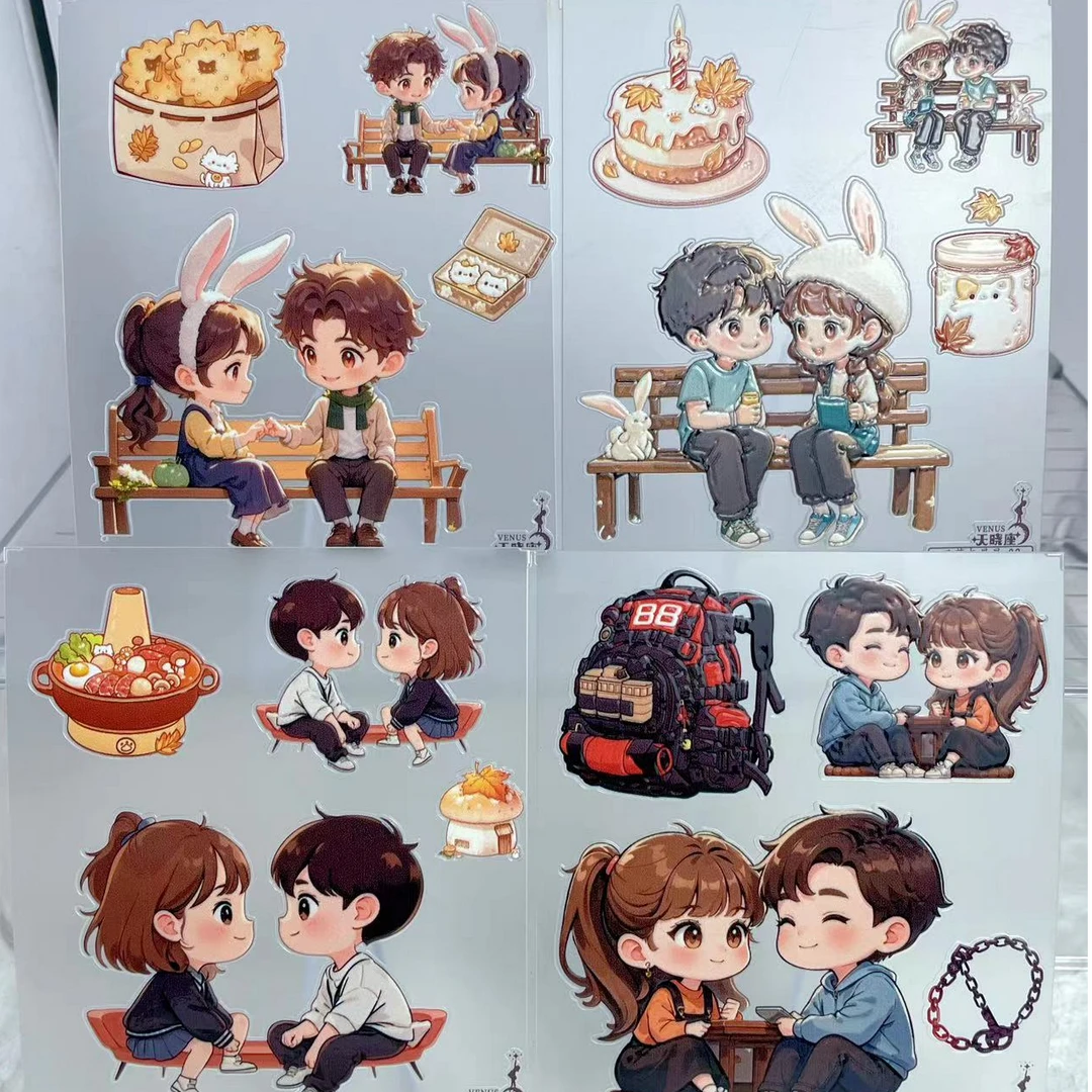 【日落与星星】5D立体浮雕果冻贴纸文化创意冰箱贴情侣造景人物背卡