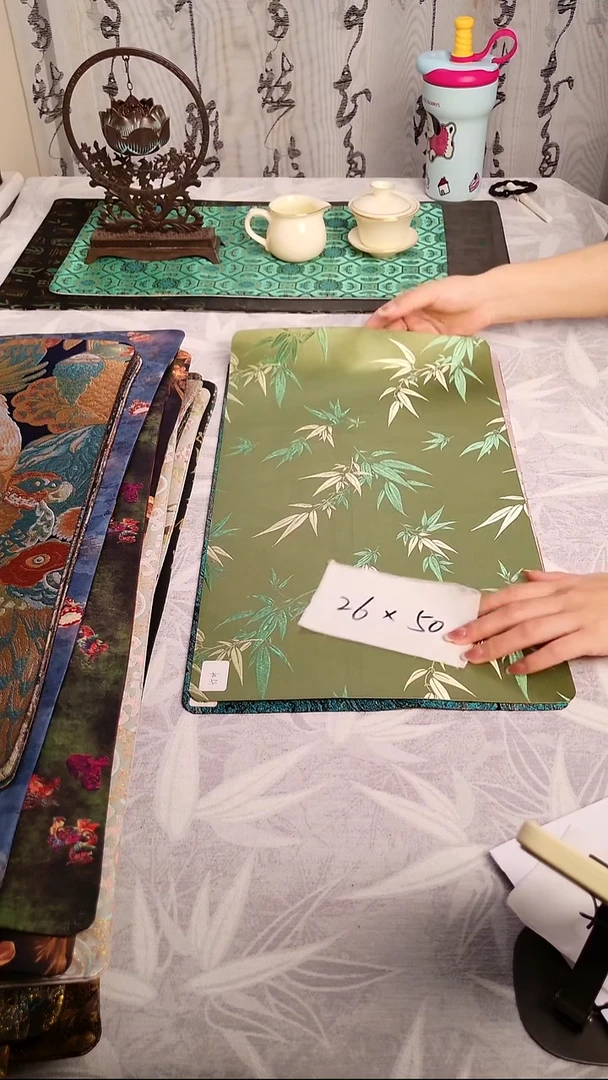 【竹子单面】中国风干泡织锦茶席26*50