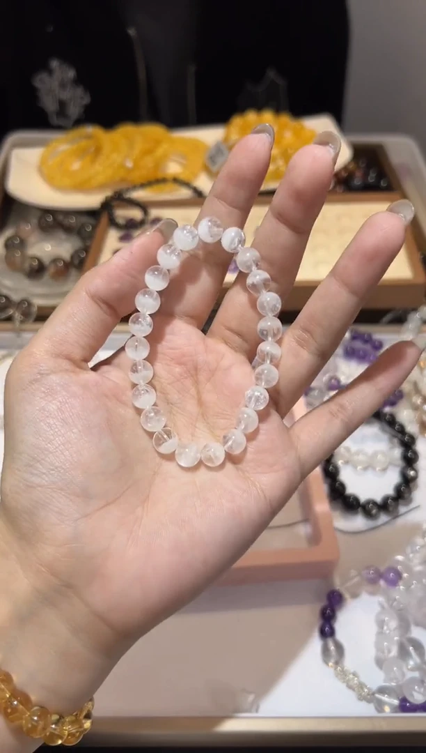【闪购商品】水晶手链未镶嵌8mm聚宝盆白幽灵
