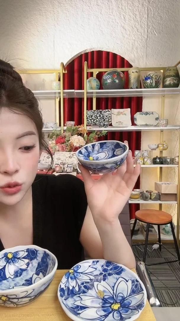 盘有田烧蓝染10cm钵进口一个