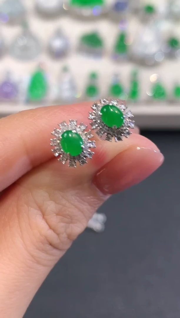 18K金镶嵌翡翠耳饰q9多样性一件发货