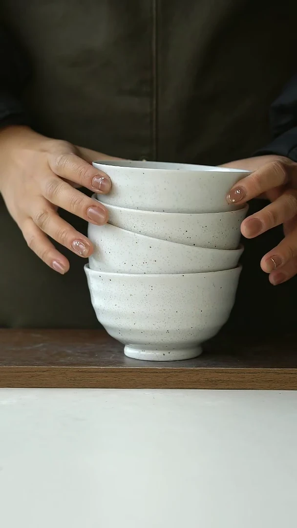 【闪购商品】陶瓷微瑕日式小高足米饭碗4只装@4-2@