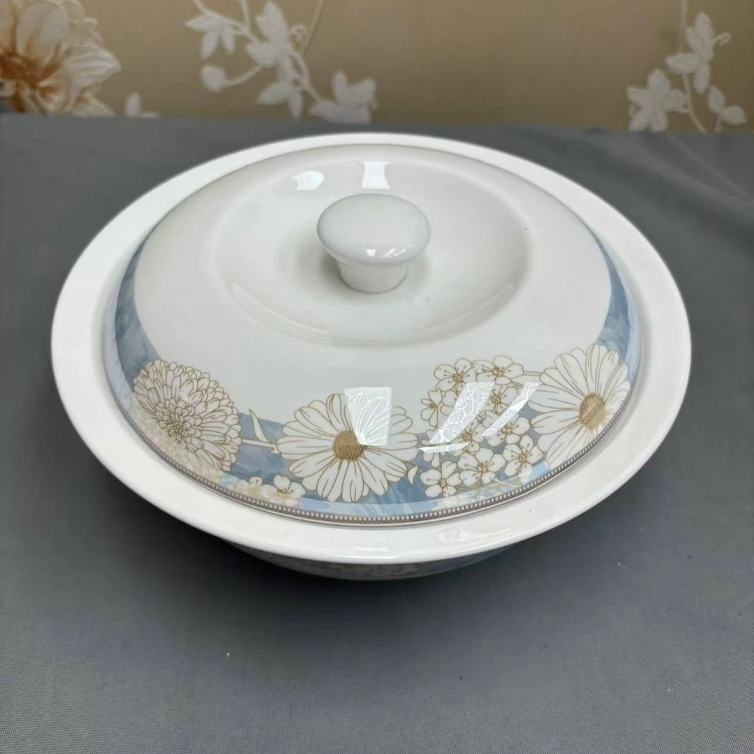 9英寸带盖子大汤碗加一个大汤勺子 景德镇陶瓷家用大汤盆