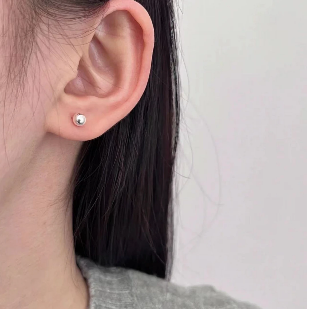 925银耳饰 【顺丰配送，明天到家】S925银针豆豆养耳洞耳钉女新款耳针