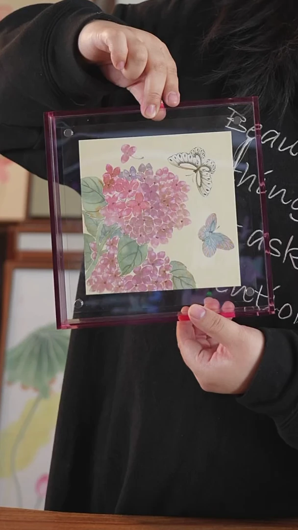 书法亚克力20*20     一物一拍     绣球花