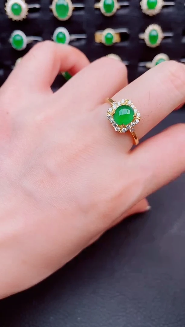 翡翠戒指银S925镶嵌天然a货翡翠37