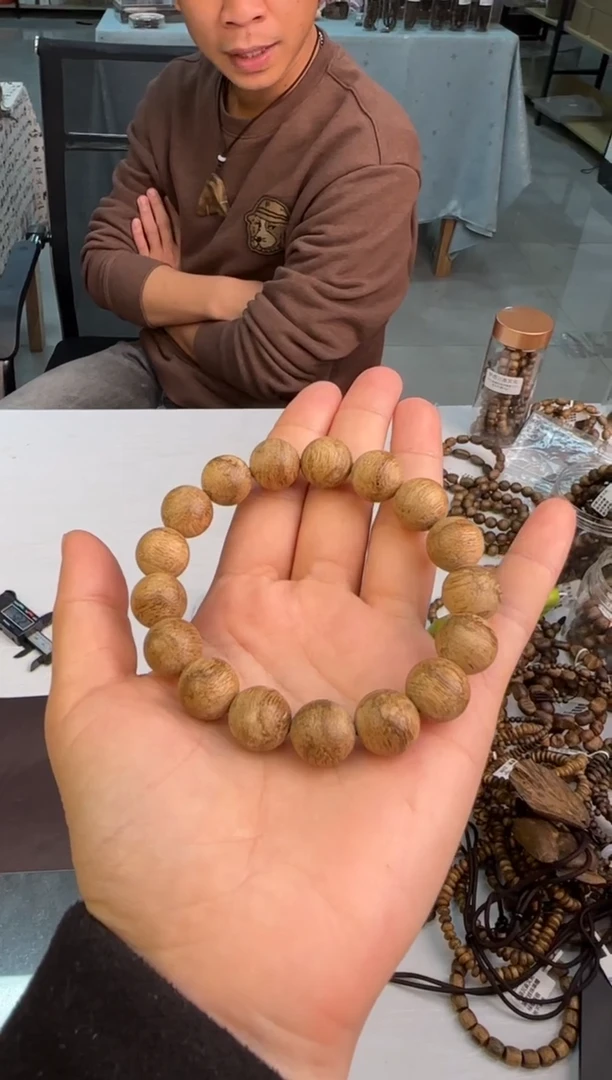 【闪购商品】沉香手串金三角正圆珠天然野沉香13mm13g+