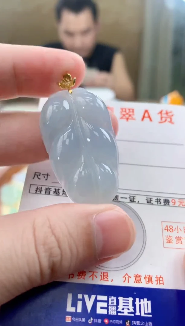 颈饰18K金镶嵌翡翠天然A货翡翠挂件