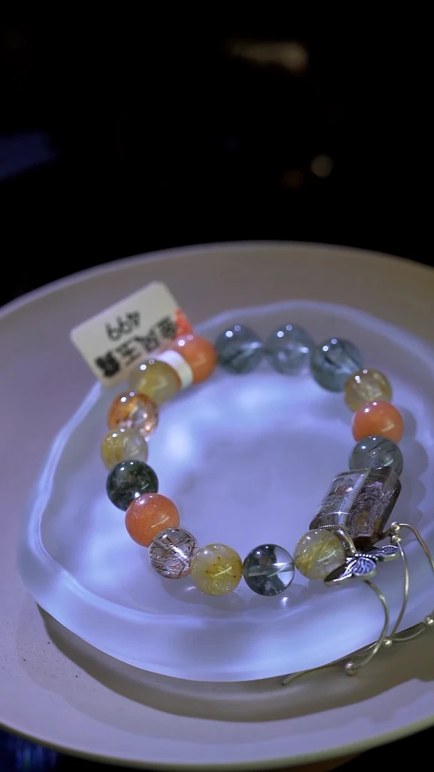 水晶手链银S925镶嵌文*金风玉露