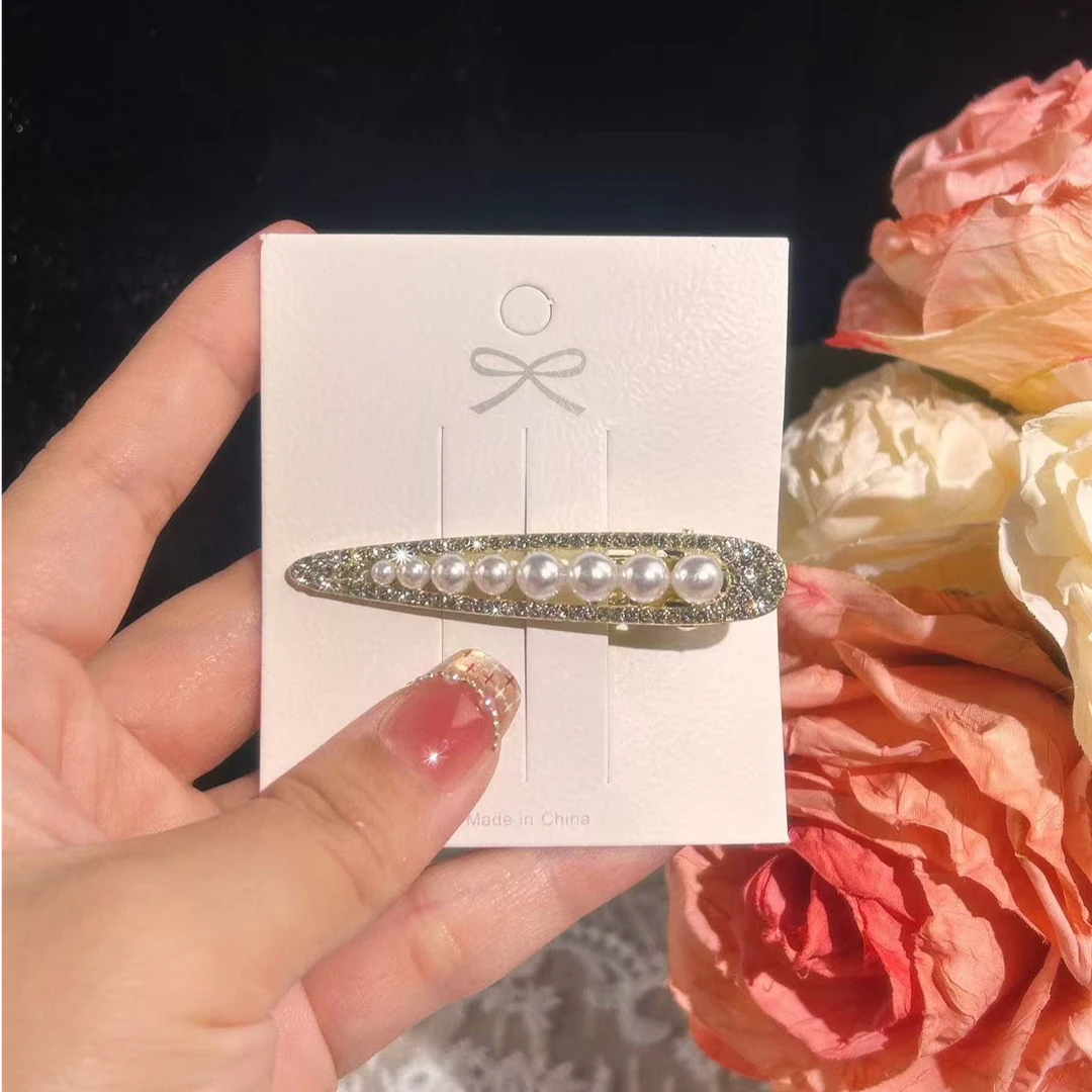 02 韩版珍珠满钻边夹女仙女风轻奢时尚简约精致气质百搭