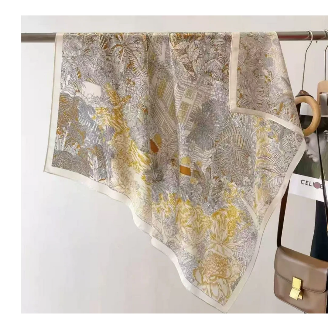 A049【福田】70*70高端奢品国风薄款丝巾女士清晕染