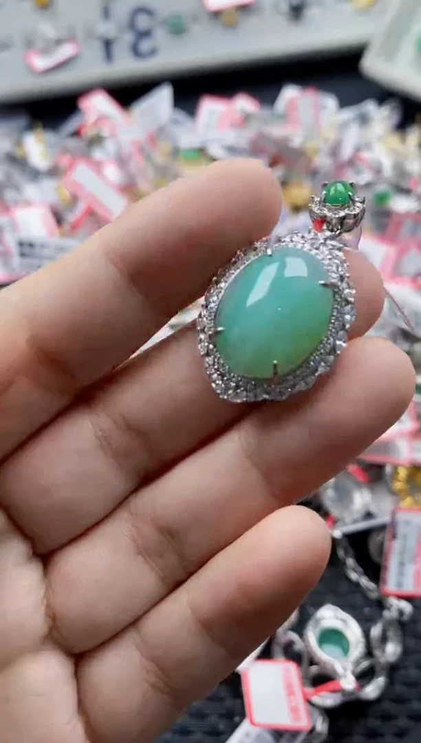 翡翠戒指银S925镶嵌111111111    6