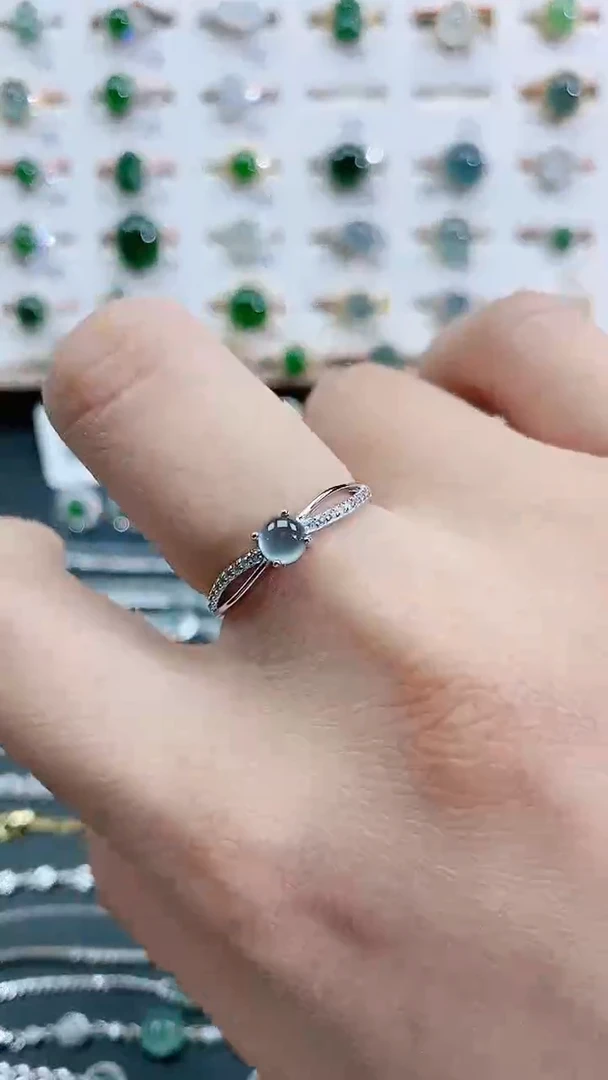 银S925镶嵌戒指翡翠天然翡翠