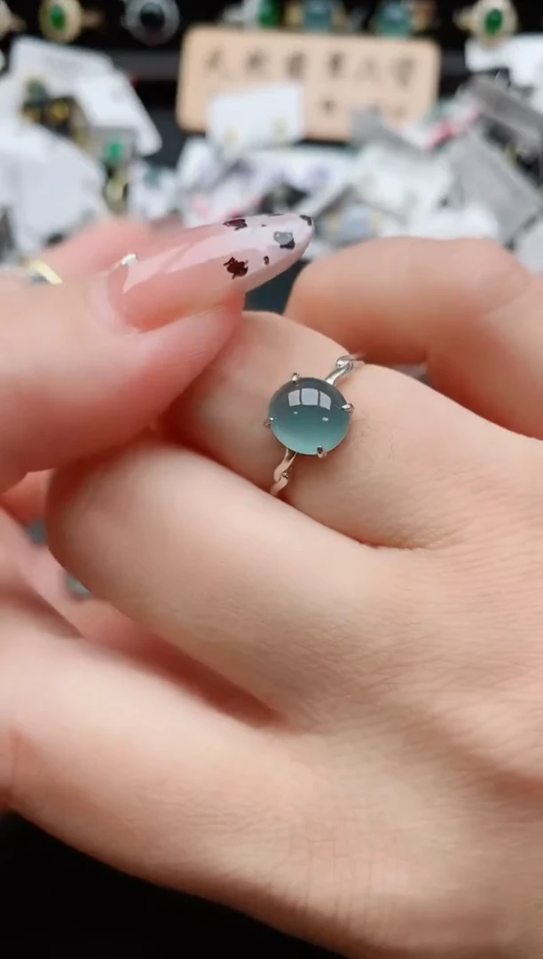 银S925镶嵌戒指翡翠1