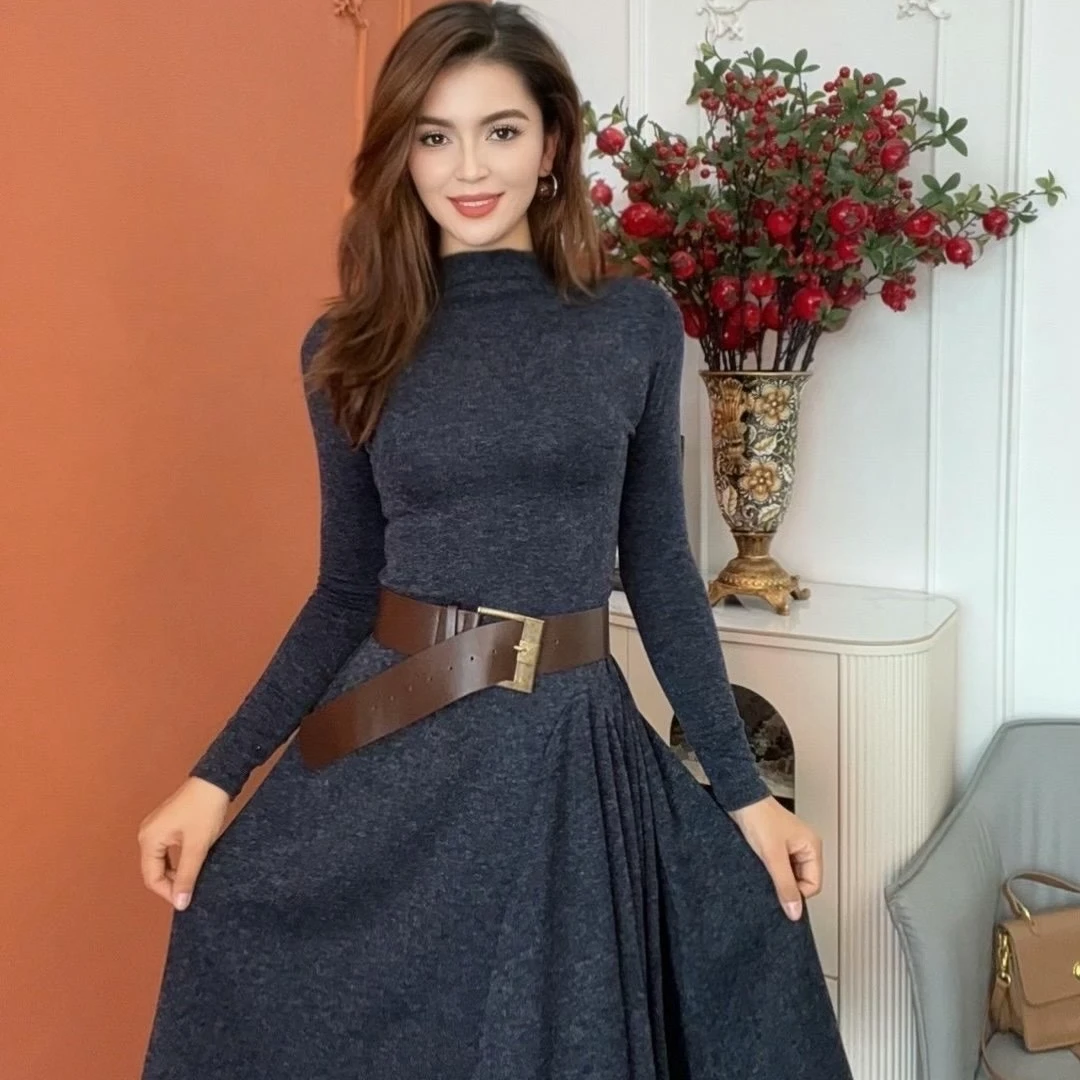 祖丽阿雅提2025时尚新款秋季16号显瘦不规则高龄连衣裙【新疆包邮】