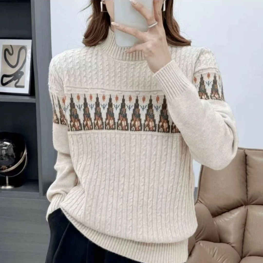 252#秋冬新款半高领毛衣女长袖针织衫1 16