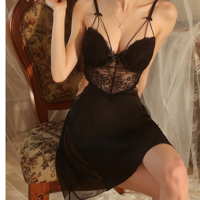 ·SuHuan·连衣裙纯欲风蕾丝睡衣薄款青年性感睡裙