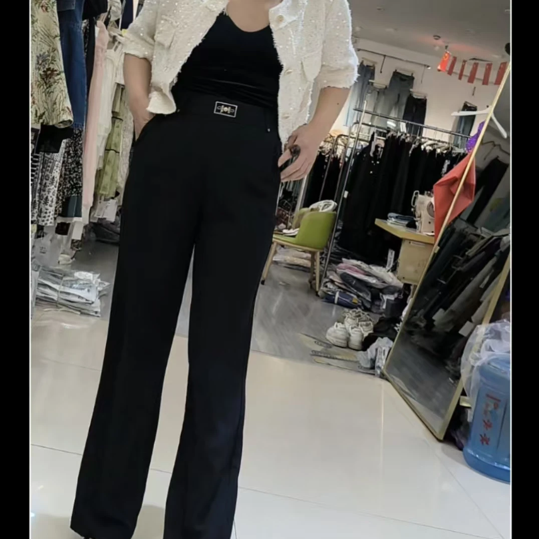 显瘦气质高腰时尚休闲百搭女士垂感修身裤子6138