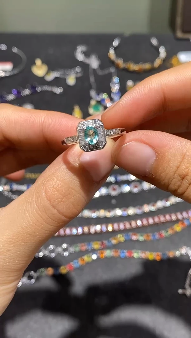 银S925镶嵌戒指祖母绿戒指