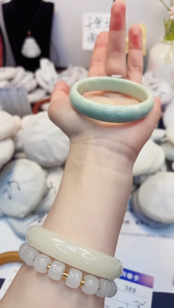 【闪购商品】石英质玉手镯未镶嵌389-翠玉-圈口56